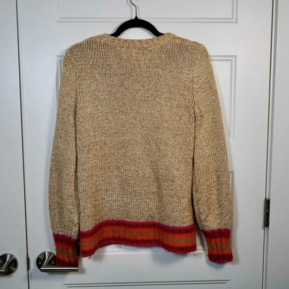 Gap Womens chunky pullover sweater alpaca wool blend size Small Tan Pink orange - Picture 2 of 5